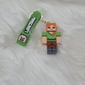 Minecraft Green and Brown Kids Keychain